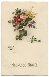 Yeni Yıl Kartpostalları: Mutlu Yıllar / Heureuse Annee / Fransızca / 1924 / Constantinople Adresli