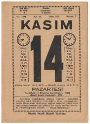 Büyük Saatli Maarif Takvimi /14 Kasım 1983 Pazartesi