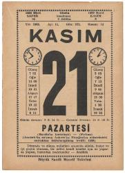 Büyük Saatli Maarif Takvimi /21 Kasım 1983 Pazartesi
