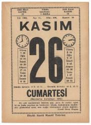 Büyük Saatli Maarif Takvimi / 26 Kasım 1983 Cumartesi