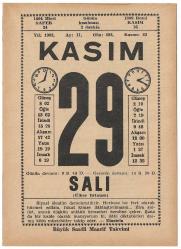 Büyük Saatli Maarif Takvimi / 29 Kasım 1983 Salı