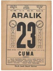 Büyük Saatli Maarif Takvimi / 23 Aralık 1983 Cuma