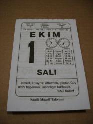 Efemera - 1 ekim 2019 takvim yaprağı (saatli maarif takvimi) - kitantik - kitaLog