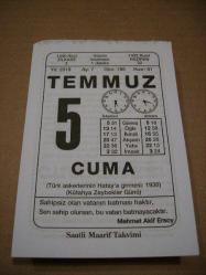 Efemera - 5 temmuz 2019 takvim yaprağı (saatli maarif takvimi) - kitantik - kitaLog