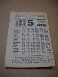 Efemera - 5 mayıs 1990 takvim yaprağı (fazilet takvimi) - kitantik - kitaLog