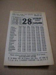 Efemera - 28 şubat 1990 takvim yaprağı (fazilet takvimi) - kitantik - kitaLog