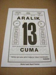 Efemera - 13 aralık 2019 takvim yaprağı (büyük saatli maarif takvimi) - kitantik - kitaLog