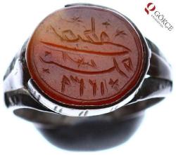 Antika - Osmanlı Dönemi Gümüş Akik Taşlı Mühür Yüzük AOB636 - kitantik - kitaLog