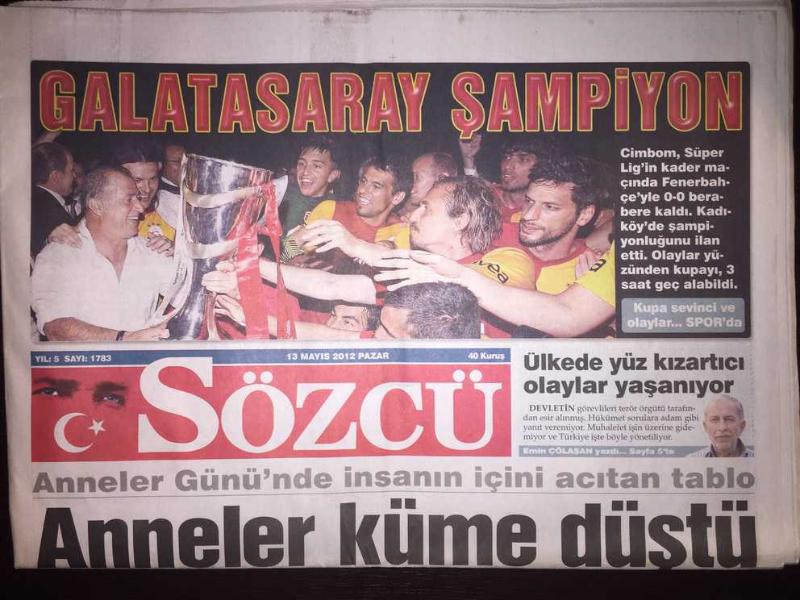 Galatasaray 2012 Şampiyonluk Günü Gazetesi Sözcü