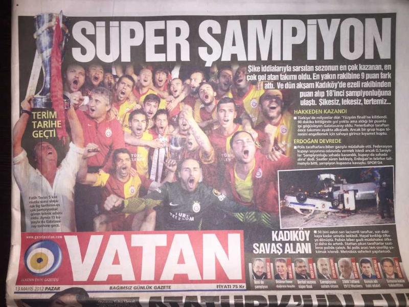 Galatasaray 2012 Şampiyonluk Günü Gazetesi Vatan