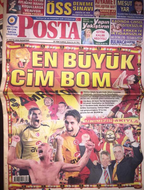 Galatasaray 2006 Şampiyonluk Günü Gazetesi Posta