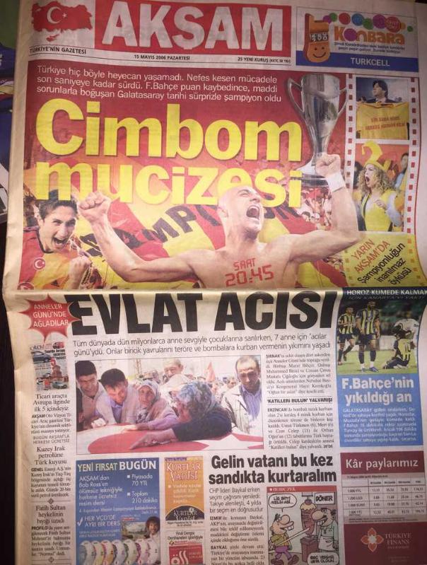 Galatasaray 2006 Şampiyonluk Günü Gazetesi Akşam