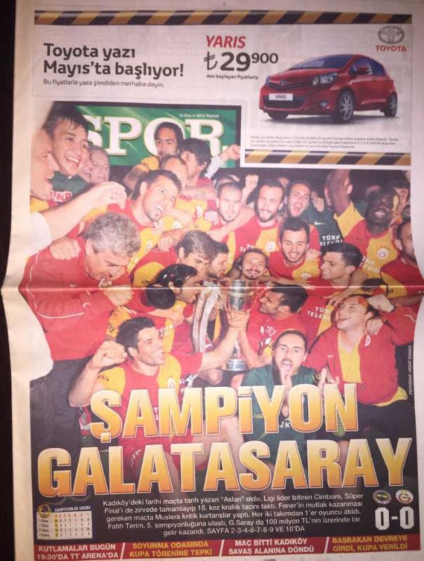 Galatasaray 2012 Şampiyonluk Günü Gazetesi Habertürk Spor