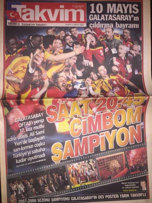 Galatasaray 2008 Şampiyonluk Günü Gazetesi - Takvim