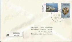 BOŞ ZARF - KUZEY KIBRIS TÜRK CUMHURİYETİ ÇİFT PULLU - LEFKOŞA KAŞELİ - TÜRKİYE'SİZ KIBRIS MESELESİNİN HALLEDİLMESİ MÜMKÜN DEĞİLDİR