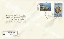 BOŞ ZARF - KUZEY KIBRIS TÜRK CUMHURİYETİ ÇİFT PULLU - LEFKOŞA KAŞELİ - TÜRKİYE'SİZ KIBRIS MESELESİNİN HALLEDİLMESİ MÜMKÜN DEĞİLDİR