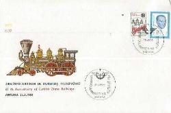 PTT İLK GÜN ZARFI - DEMİRYOLLARININ 60. KURULUŞ YILDÖNÜMÜ TEMALI - ANKARA 24.5.1984 - ÇİFT PULLU ÇİFT KAŞELİ