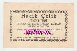 HAÇİK ÇELİK TÜCCAR TERZİ ESKİ İŞYERİ KARTI....