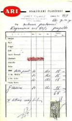 1964 ARI BİSKÜİLERİ PLASİYESİ FATURA...