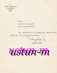 Efemera - TARIM BAKANLIĞI MÜSTEŞARI İZZET BAYKAL İMZALI... - kitantik - kitaLog