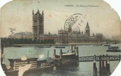 London Houses of Parliament - Postadan Geçmiş  Pullu, Arkası ve Önü  Damgalı