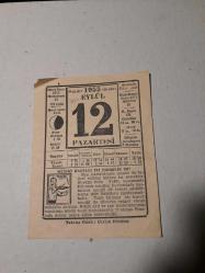 Takvim Yaprağı 12 Eylül 1955 Pazartesi