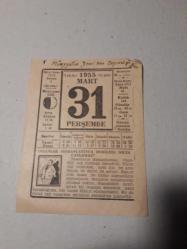 Takvim Yaprağı 31 Mart 1955 Perşembe