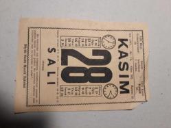 Takvim Yaprağı 28 Kasım 1961 Salı