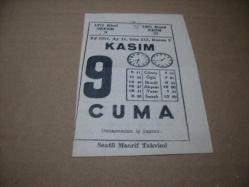 Efemera - 9 kasım 1951 takvim yaprağı (saatli maarif takvimi) - kitantik - kitaLog