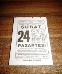 Efemera - 24 şubat 2020 takvim yaprağı (saatli maarif takvimi) - kitantik - kitaLog