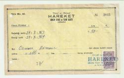 HAREKET GÜNLÜK SİYASİ VE TİCARİ GAZETE MAKBUZ...