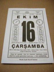 Efemera - 16 ekim 2019 takvim yaprağı (büyük saatli maarif takvimi) - kitantik - kitaLog