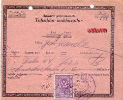 1930 ANKARA ŞEHREMANETİ TAHSİLDAR MAKBUZU....