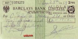 Efemera - 1959 TARİHLİ BARCLAYS BANK LIMITED ÇEKİ... - kitantik - kitaLog