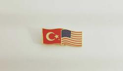 TÜRKİYE - AMERİKAN BAYRAK ROZETİ - MADALYA B2821 İNDİRİMLİ FİYAT