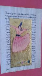 Efemera - Minyatür : Eski El Yazma Yaprağına Kadın Mevlevi Semazen Minyatürü - kitantik - kitaLog