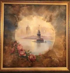 Antika - YAKUP HÜSEYİNZADE İMZALI İSTANBUL TUAL ÜZERİ YAGLI BOYA CALIŞMASI - kitantik - kitaLog