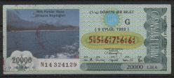 MP.568 MİLLİ PİYANGO 9 EYLÜL 1993 MİLLİ PARKLAR DİZİSİ OLİMPOS BEYDAĞLARI ANTALYA G DÖRTTE BİR BİLET