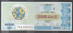 MP.814  MİLLİ PİYANGO 29 EYLÜL 1996 DÜNYA KOBİ YILI T TAM BİLET
