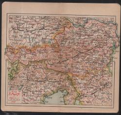 Efemera - 10079 1900 YILLARI BAŞLARI OSMANLI İMPARATORLUĞU ASKERİ OKUL ATLAS HARİTA AVUSTURYA MACARİSTAN HARİTASI  ORJİNAL 19 X 18 CM - kitantik - kitaLog