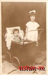 BEBEK ARABASI,BEBEK VE KIZ TEMALI ESKİ FOTOĞRAF...