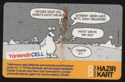 21197 TURKCELL GSM SELÇUK ERDEM KARİKATÜRLER SEKRETERCELL 100 KONTÖR KARTIN ÜZERİNDE LEKE VAR. NADİR