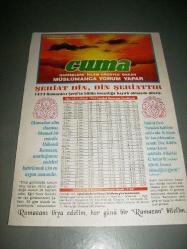 Efemera - 1993 yılı istanbul ili ramazan imsakiyesi cuma dergisi - kitantik - kitaLog