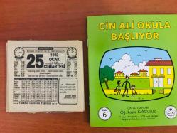 25 Ocak 1992 orijinal Türkiye gazetesi takvim yaprağı (Cin Ali kitabı hediyeli:)