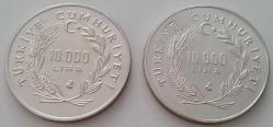 1988 DÜNYA YAZ OLİMPİYATLARI ORİJİNAL GÜMÜŞ MAT VE PARLAK 10.000 LİRALAR PARA SETİ 2 ADET ÇİL ÇOK NADİR P1A1B1