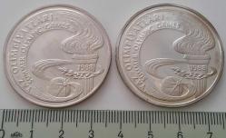 1988 DÜNYA YAZ OLİMPİYATLARI ORİJİNAL GÜMÜŞ MAT VE PARLAK 10.000 LİRALAR PARA SETİ 2 ADET ÇİL ÇOK NADİR P1A1B1