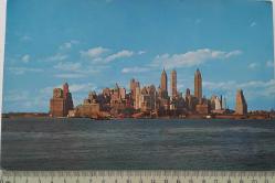 ESKİ YILLARIN ABD NEW YORK DOĞU NEHRİ BOYUNCA ÜNLÜ MANHATTAN SKYLINE SİLUETİ ORİJİNAL POSTA KARTI 1A