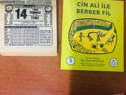14 Temmuz 1995 orijinal Türkiye gazetesi takvim yaprağı (Cin Ali kitabı hediyeli:)