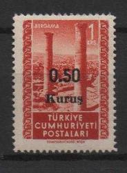 1952 0.50 KURUŞ SÜRŞARJLI POSTA PULU MNH