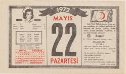 Kızılay Takvim Yaprağı - 22 Mayıs 1972